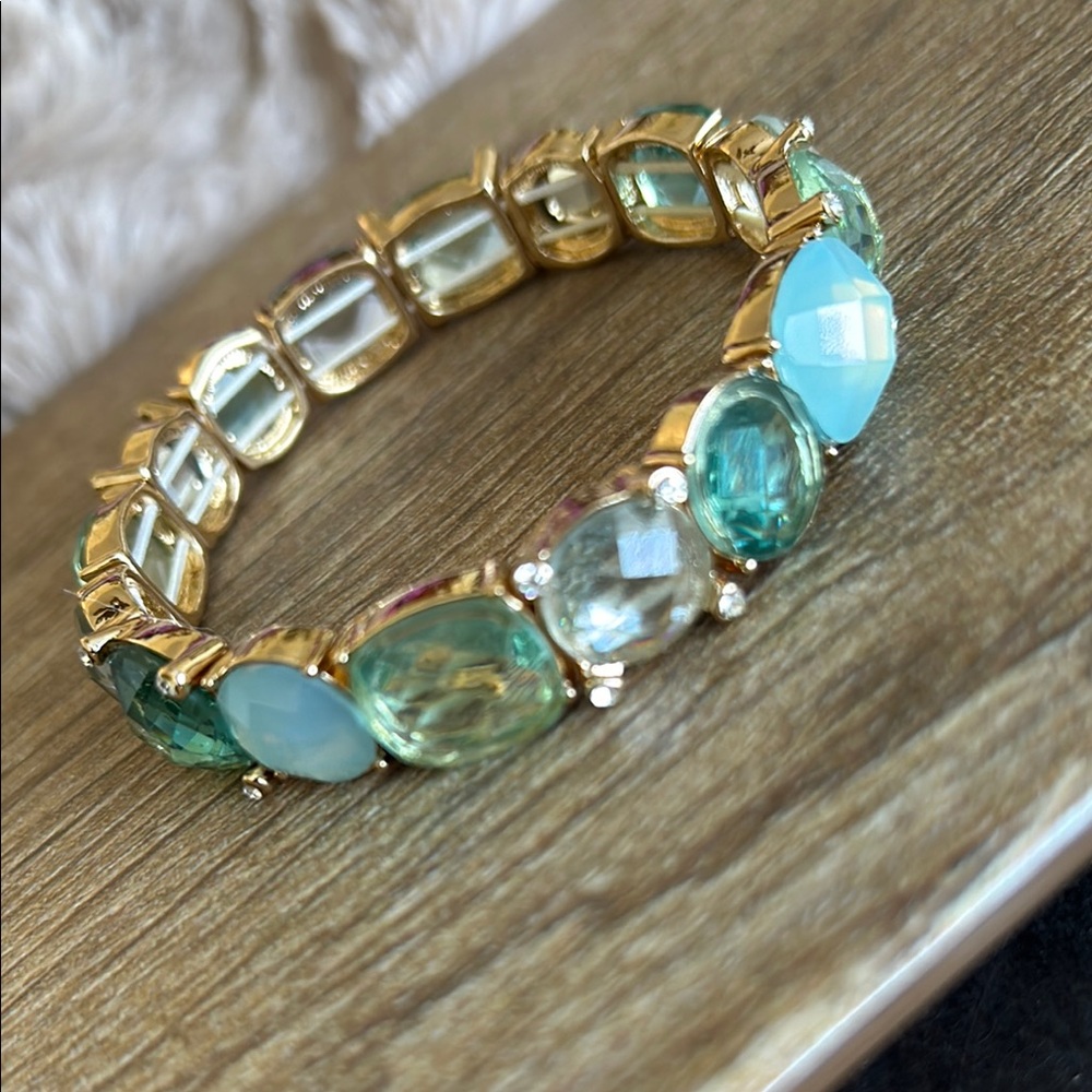 Anne Klein Aqua Blue and Gold Gemstone Bracelet